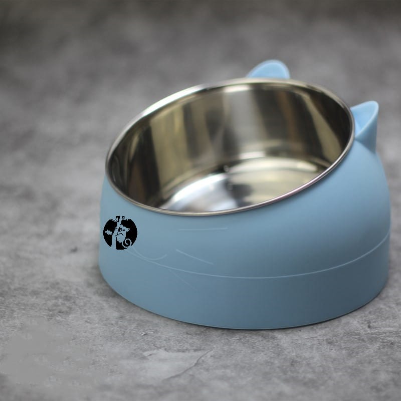 PhiliRo Fun Cat-Ear Style Pet Feeding Bowls – Dual Stainless Steel Non-Skid Dishes for Cats & Small Dogs, 400 ml